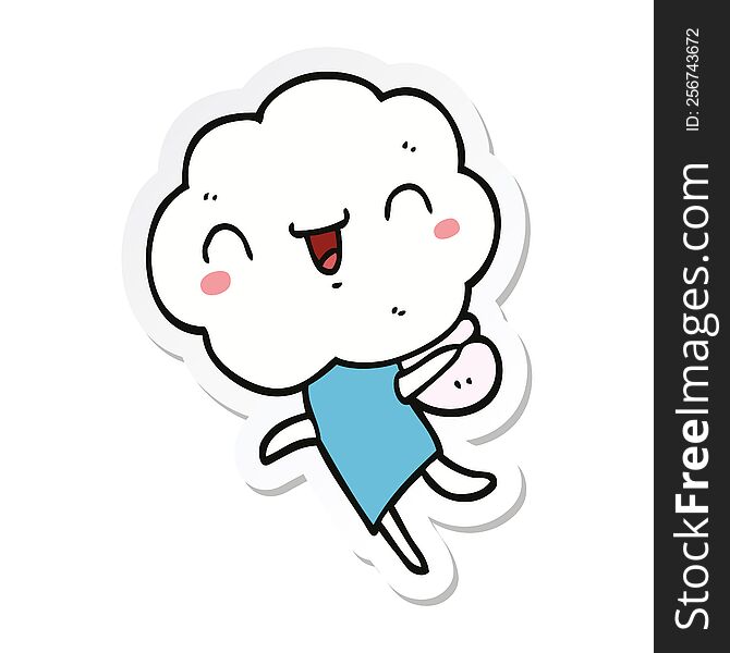 Sticker Of A Cute Cartoon Cloud Head Creature