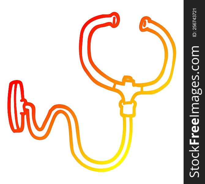 warm gradient line drawing of a cartoon stethoscope