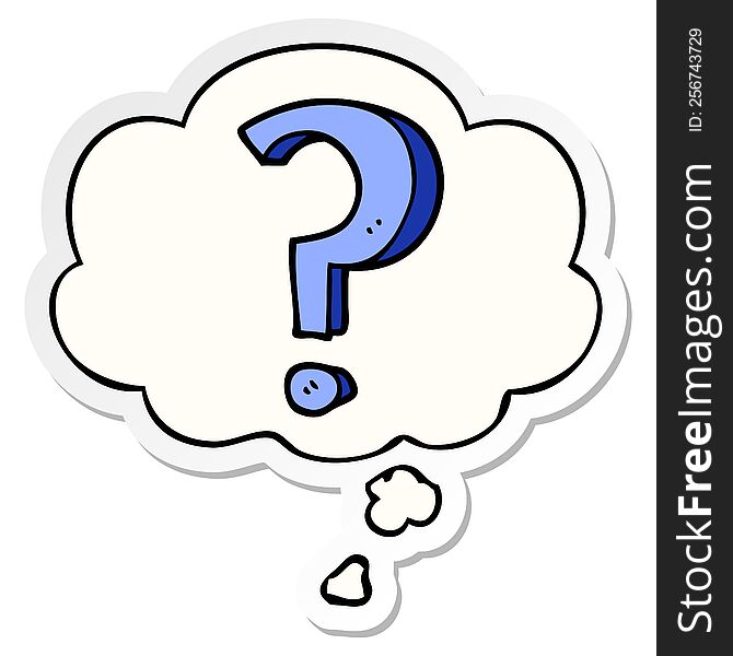 cartoon question mark with thought bubble as a printed sticker