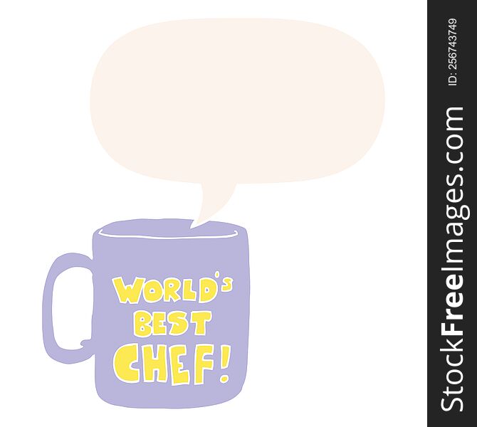 Worlds Best Chef Mug And Speech Bubble In Retro Style