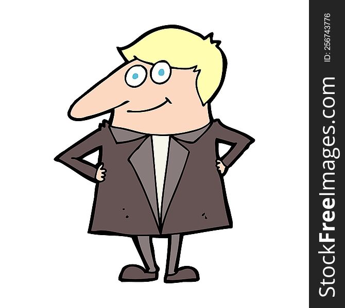 cartoon happy man in suit