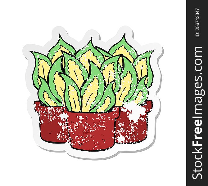 retro distressed sticker of a cartoon house plants