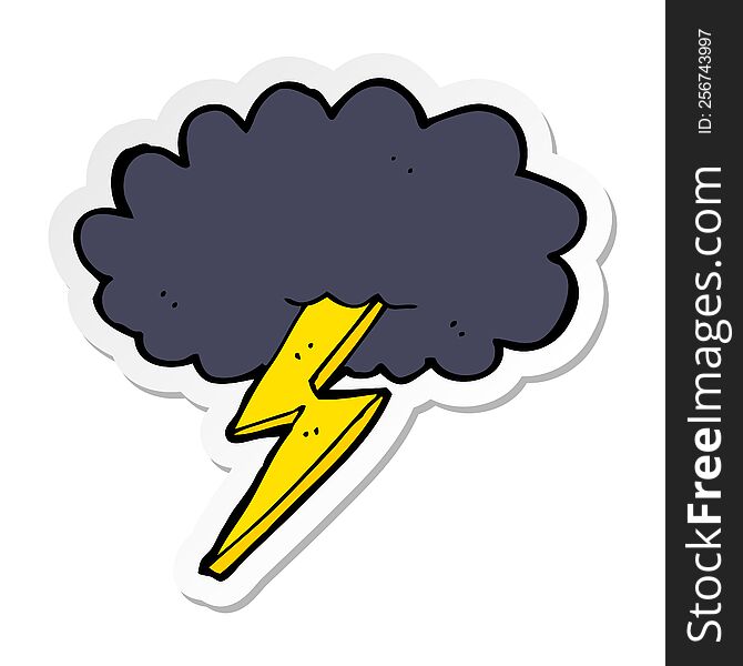 sticker of a cartoon lightning bolt and cloud