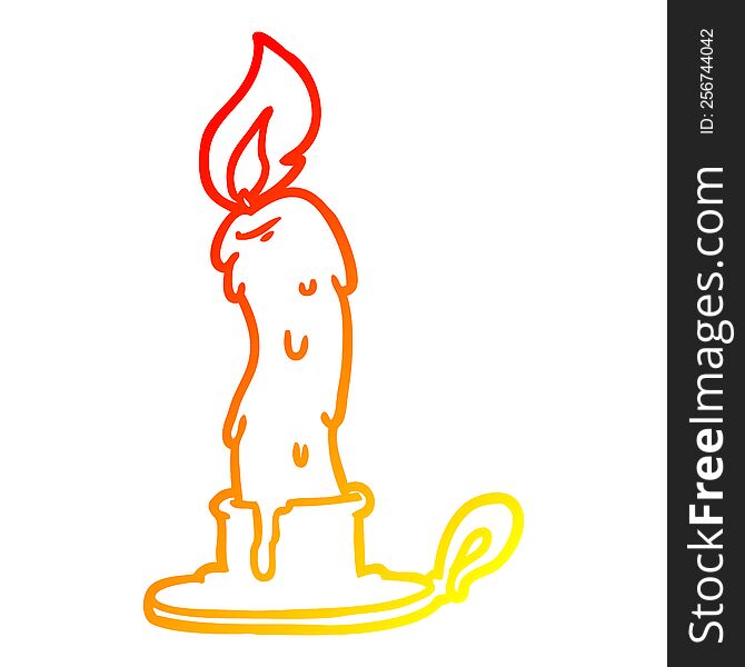 warm gradient line drawing of a spooky old candle