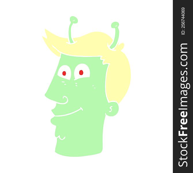 Flat Color Illustration Of A Cartoon Alien Man