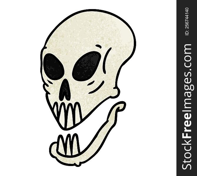 hand drawn textured cartoon doodle of a skull head