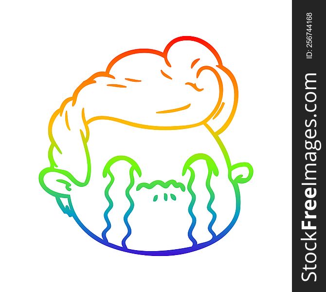 Rainbow Gradient Line Drawing Cartoon Crying Boy
