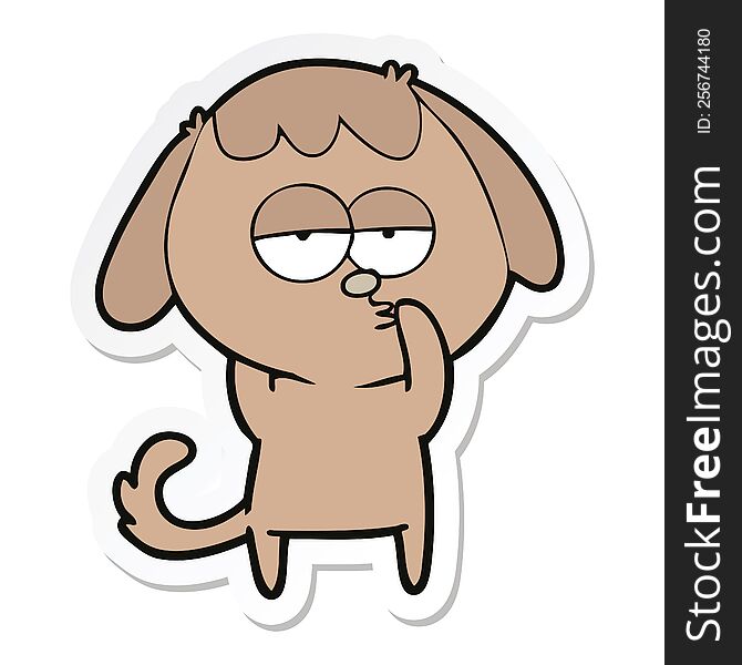 Sticker Of A Cartoon Tired Dog