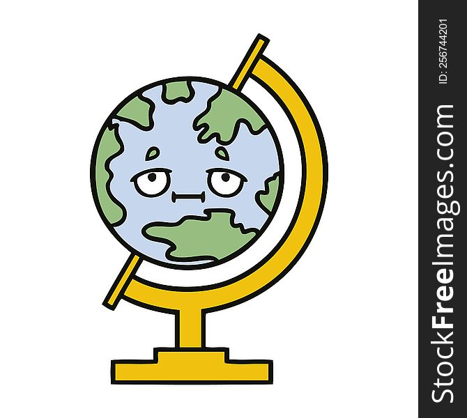 cute cartoon of a globe of the world