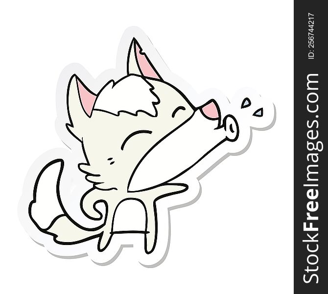 sticker of a howling wolf cartoon