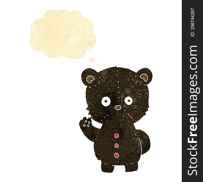 Cartoon Black Bear Cub With Thought Bubble