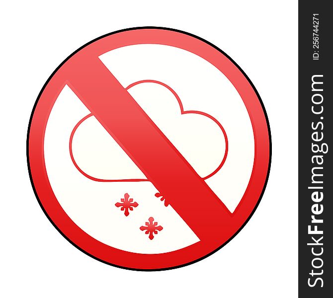 gradient shaded cartoon no snow allowed sign