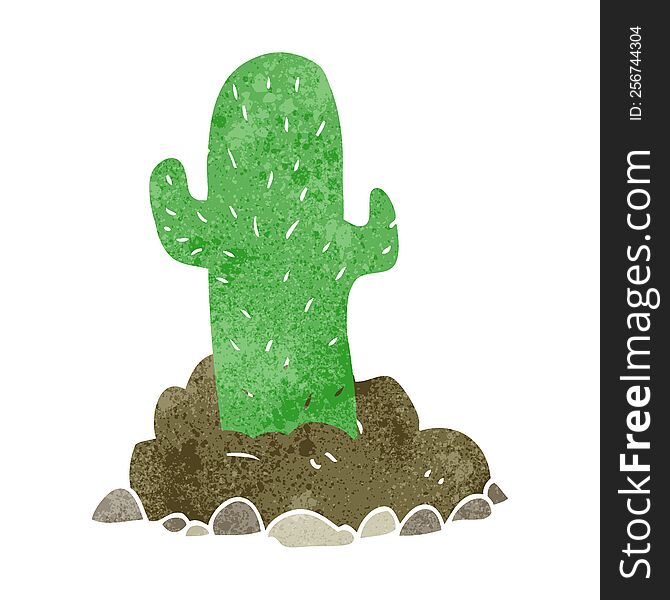freehand drawn retro cartoon cactus