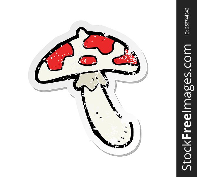 Retro Distressed Sticker Of A Cartoon Poisonous Toadstool