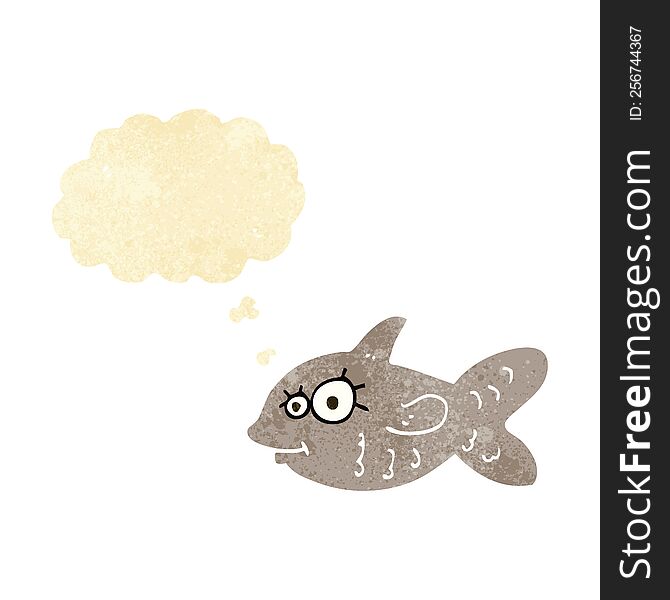 cartoon happy goldfish with thought bubble