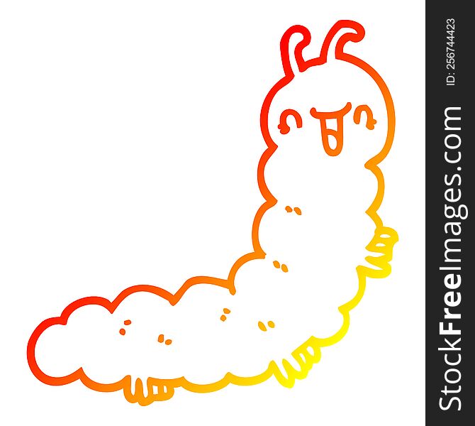 Warm Gradient Line Drawing Cartoon Caterpillar