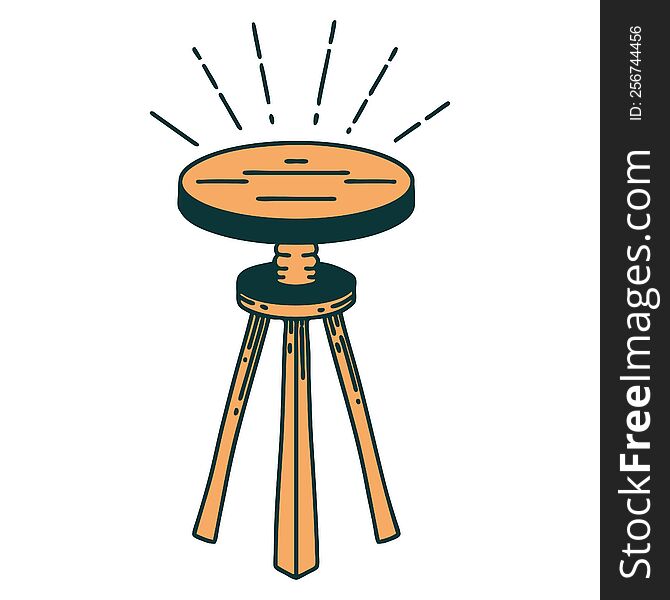 illustration of a traditional tattoo style wooden stool