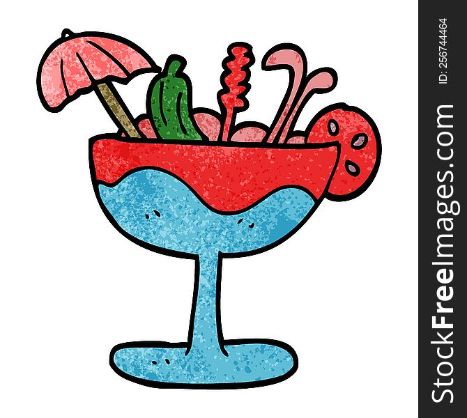 cartoon doodle tropical cocktail