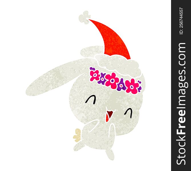 Christmas Retro Cartoon Of Kawaii Rabbit