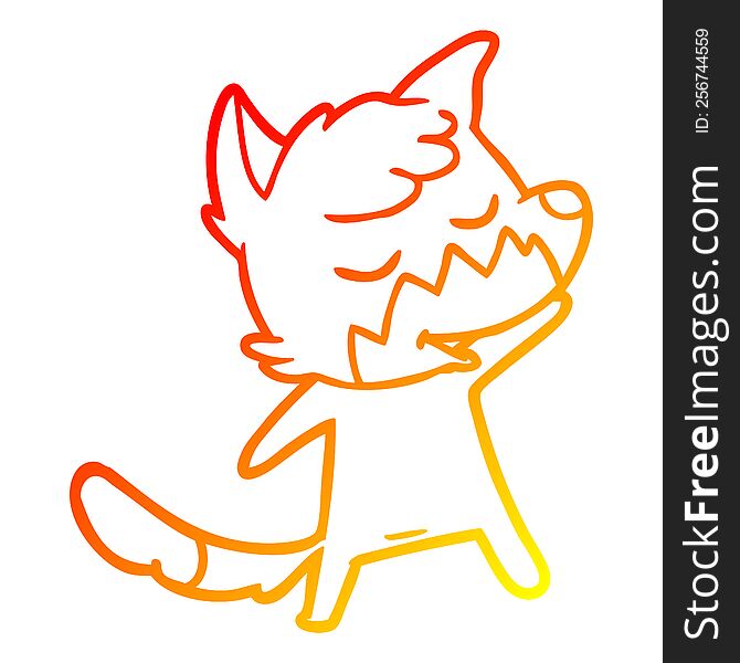 Warm Gradient Line Drawing Friendly Cartoon Fox
