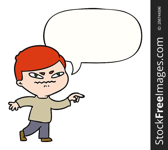 Cartoon Angry Man Pointing And Speech Bubble