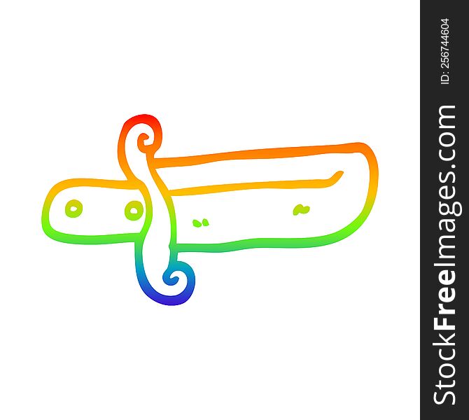rainbow gradient line drawing of a cartoon small dagger