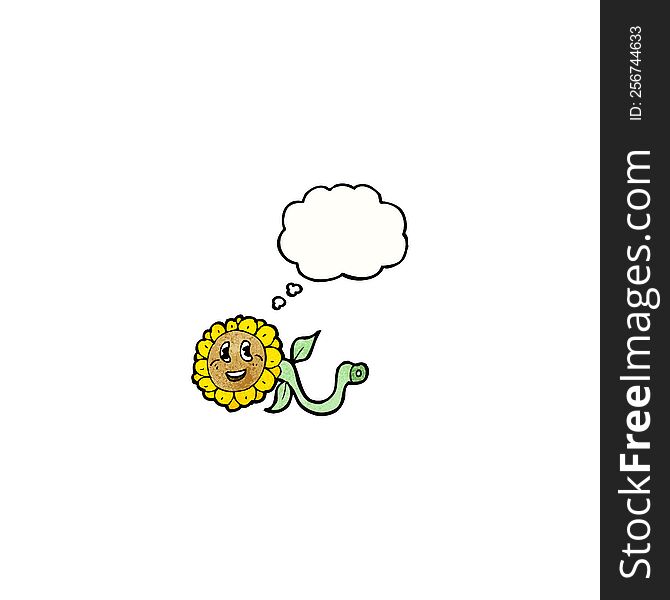 sunflower with thought bubble cartoon