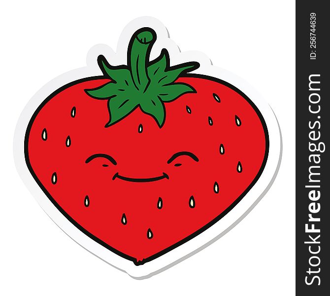 sticker of a cartoon strawberry