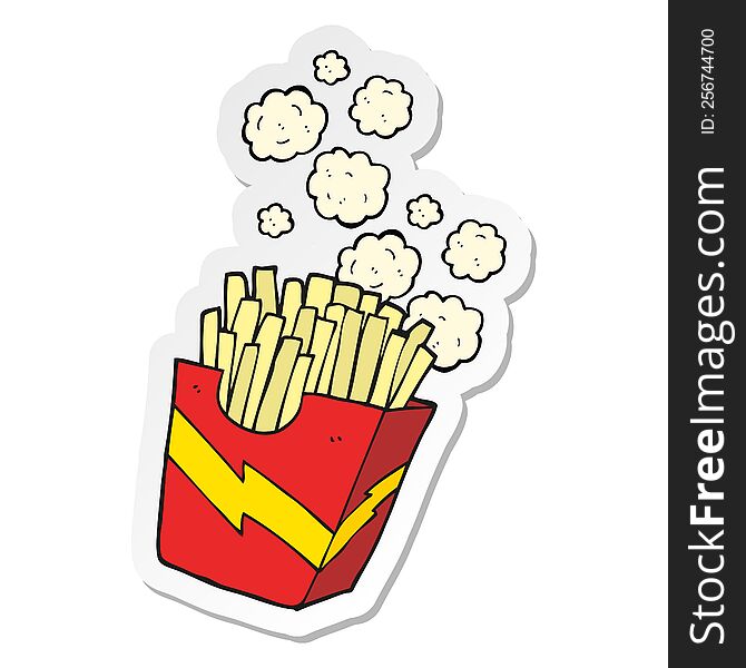 sticker of a cartoon french fries