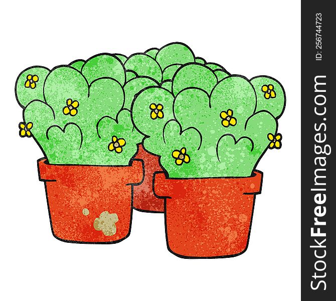 freehand drawn texture cartoon potted plants