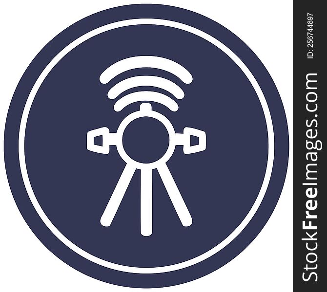 communications satellite circular icon symbol