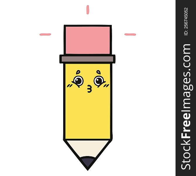 cute cartoon of a pencil. cute cartoon of a pencil