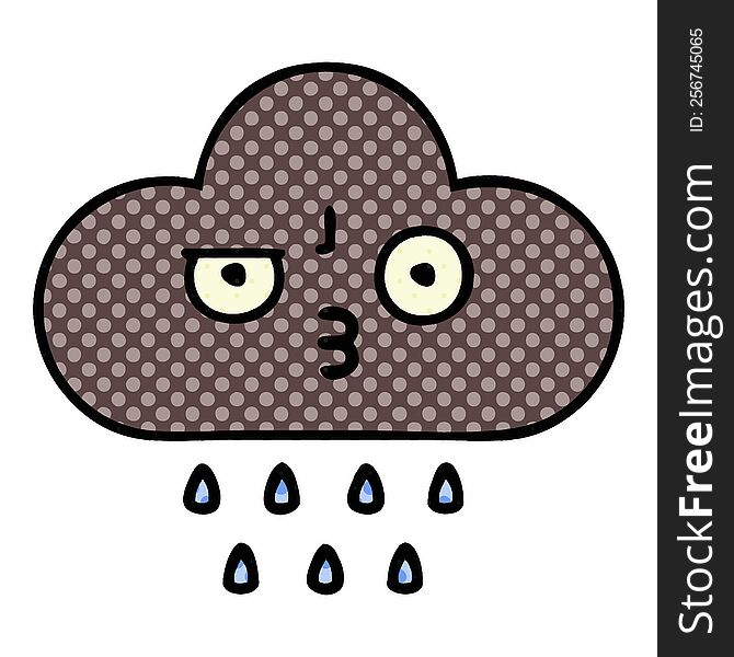 comic book style cartoon of a storm rain cloud