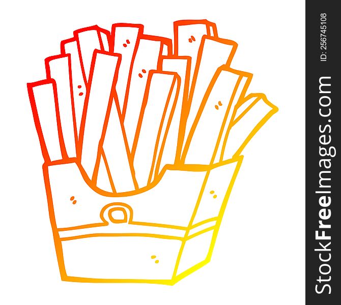 warm gradient line drawing of a cartoon fries