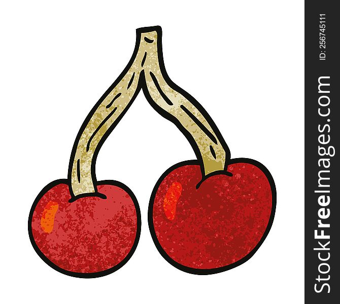 cartoon doodle ripe cherries