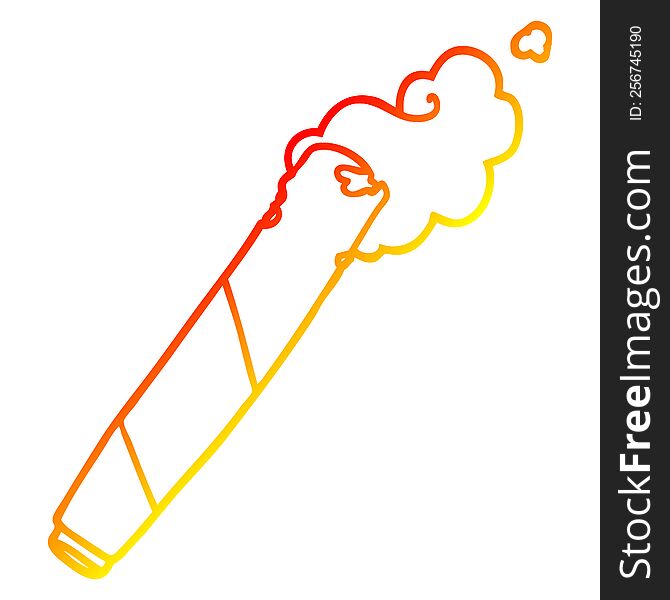 Warm Gradient Line Drawing Cartoon Rolled Cigarette