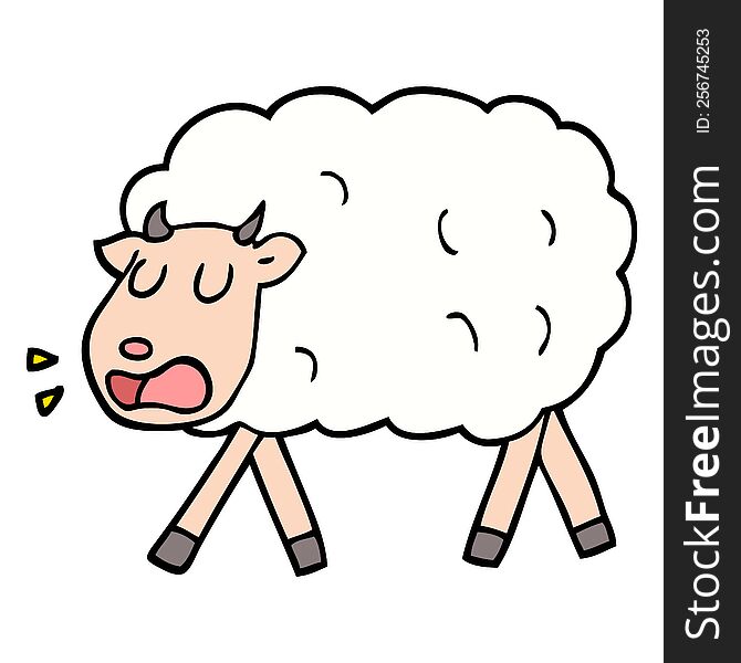 Hand Drawn Doodle Style Cartoon Sheep