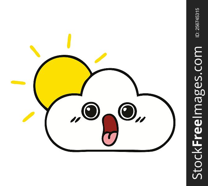 cute cartoon of a sun and cloud. cute cartoon of a sun and cloud