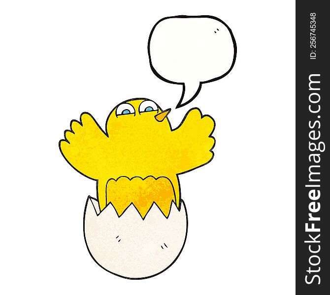 freehand speech bubble textured cartoon hatching egg
