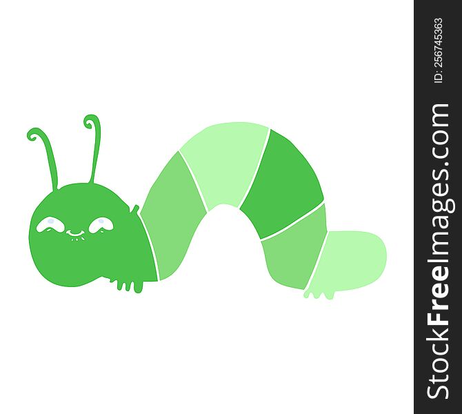 flat color style cartoon happy caterpillar