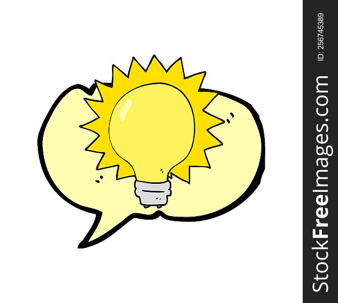 freehand drawn speech bubble cartoon light bulb