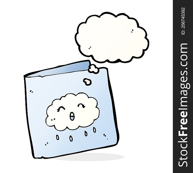 cartoon card with cloud pattern with thought bubble