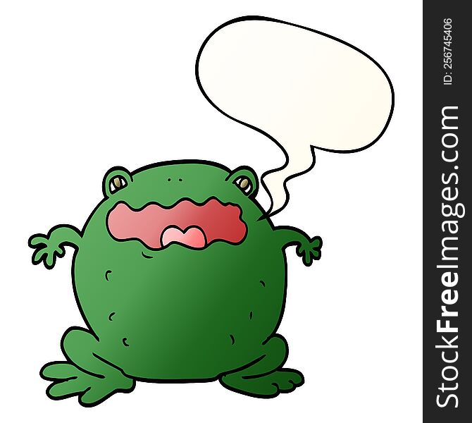 Cartoon Toad And Speech Bubble In Smooth Gradient Style