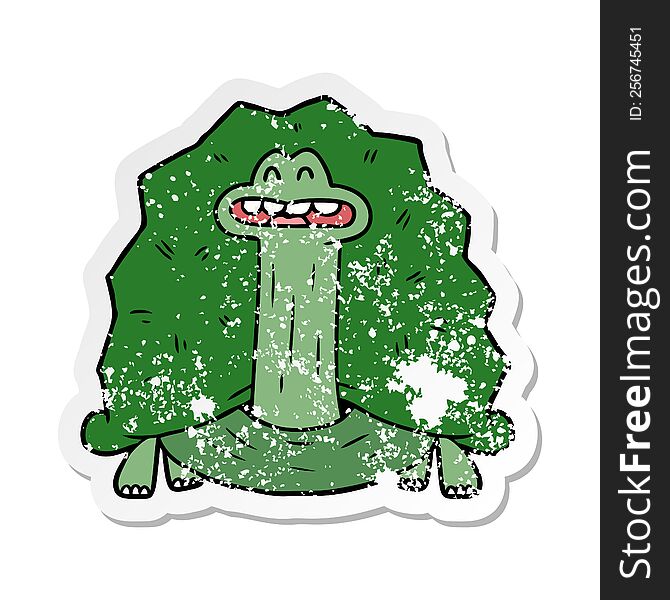 Distressed Sticker Of A Funny Cartoon Turtle