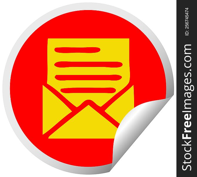 Circular Peeling Sticker Cartoon Letter And Envelope