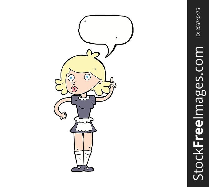 Cartoon Surprised Maid With Speech Bubble