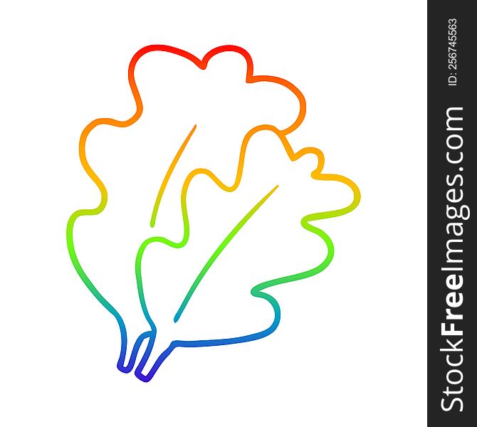 rainbow gradient line drawing of a fall leaves cartoon