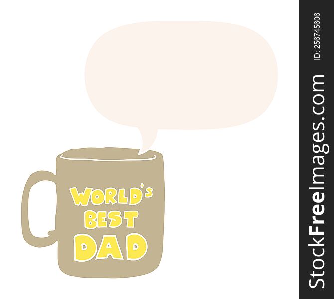 worlds best dad mug with speech bubble in retro style