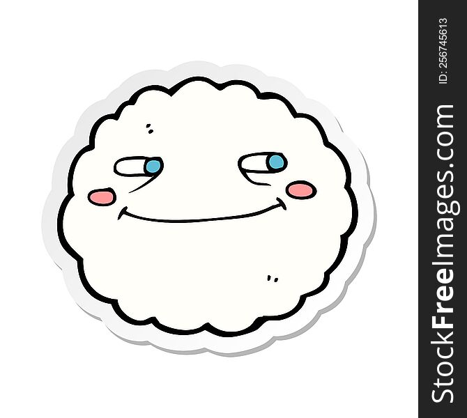 sticker of a cartoon happy cloud