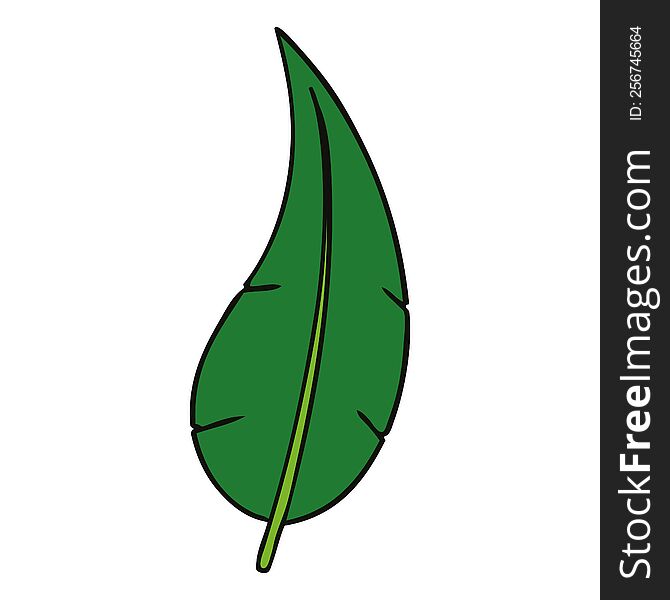 hand drawn cartoon doodle of a green long leaf